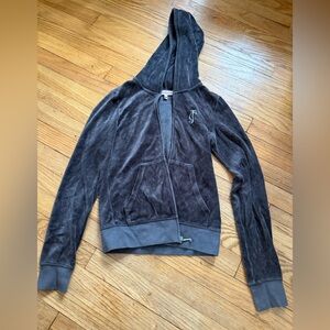 Juicy Couture Charcoal Gray Velour Zip Hoodie